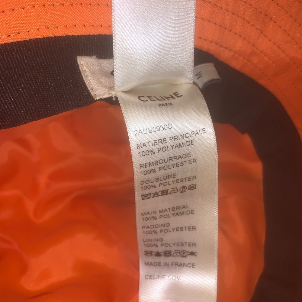 CELINE Unisex Street Style Quilting Bucket Wide-brimmed Hat Black/Orange Size M - Picture 8 of 8